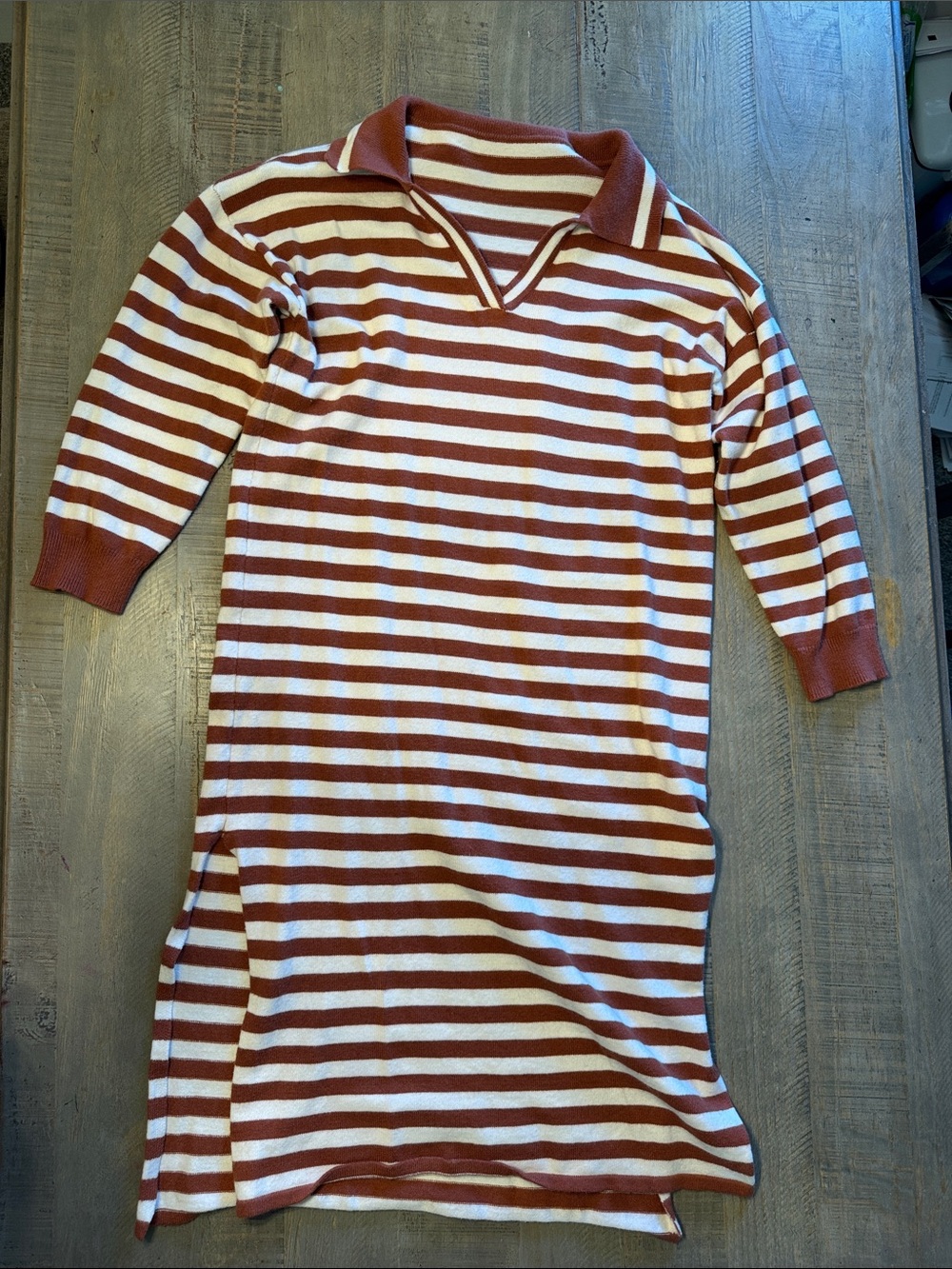 525 America Rust and White Striped Maxi Dress